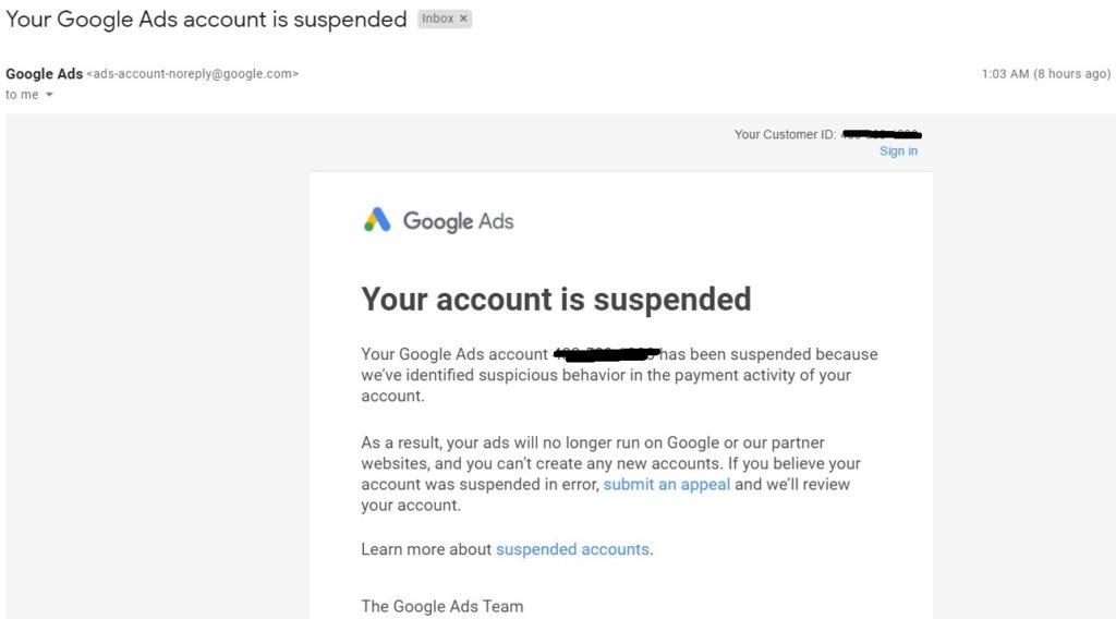 как избежать бана в Google Ads