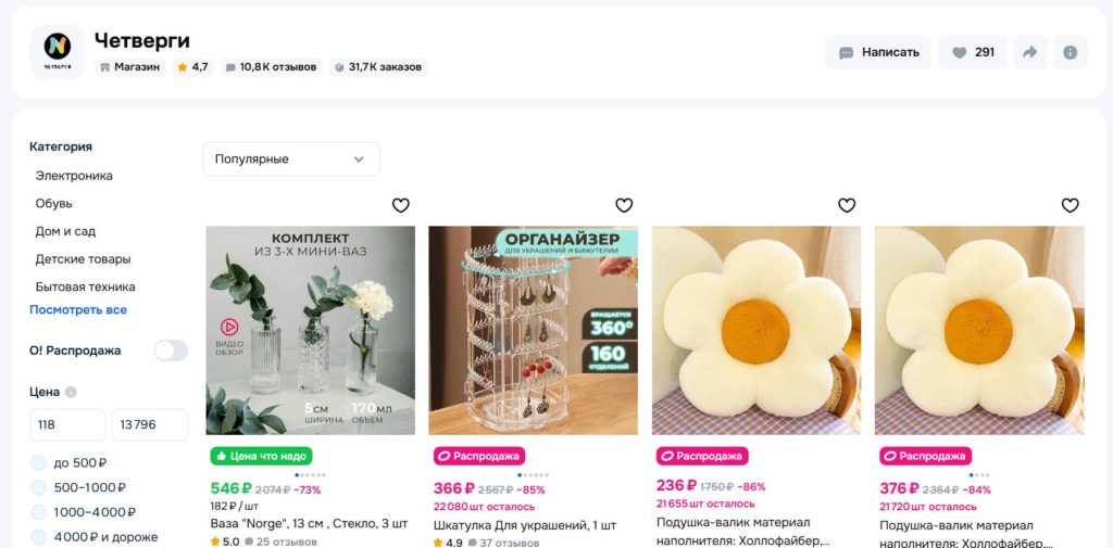 примеры названий магазинов на Ozon
