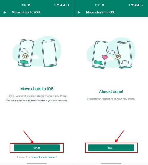 перенести WhatsApp с андроида на айфон