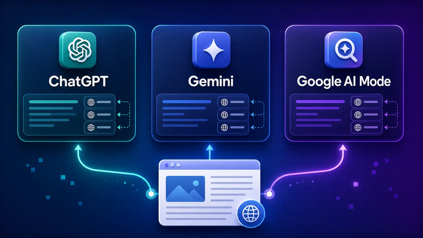 Сравнение источников ChatGPT, Gemini и Google AI Mode