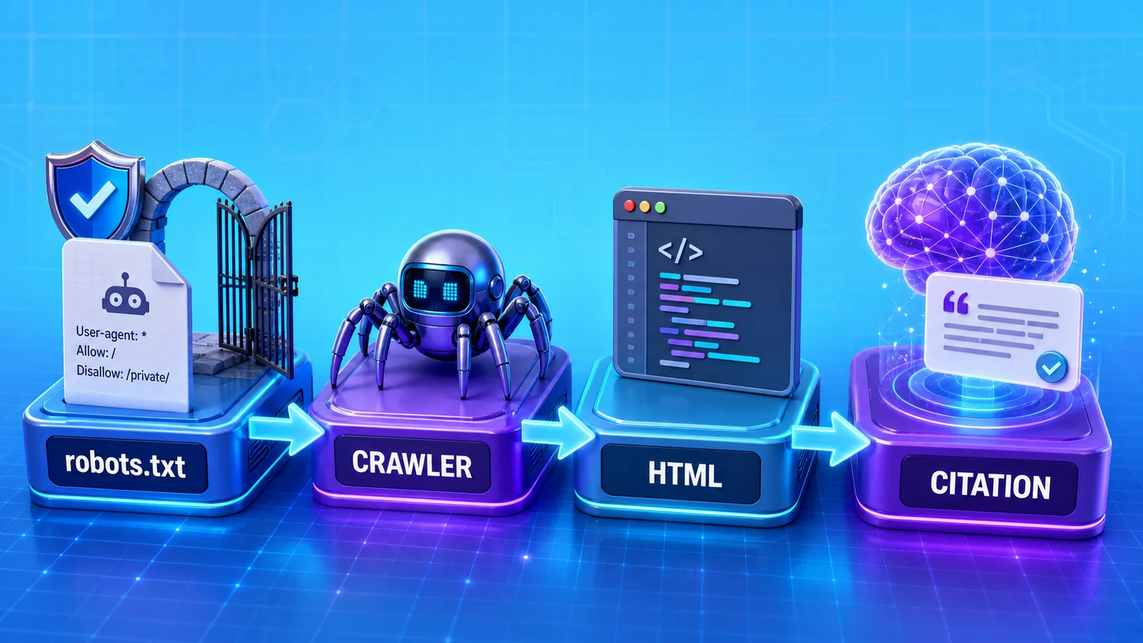 Схема доступа AI-краулера к контенту affiliate-сайта