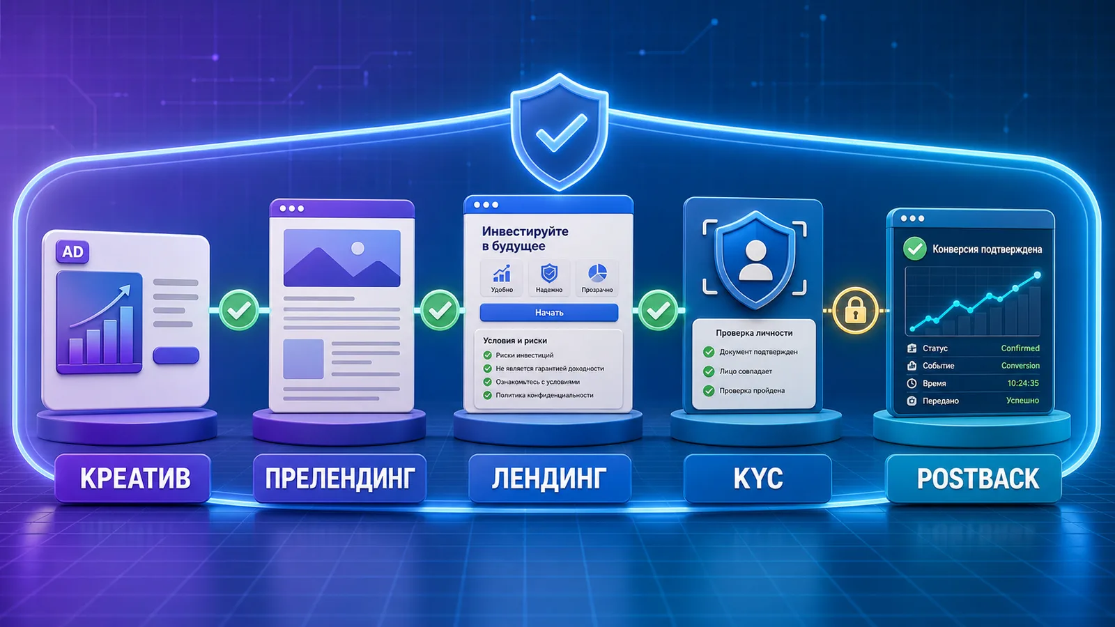 Compliance-воронка финансовой рекламы от креатива до KYC и postback